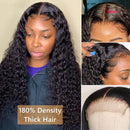 BLY Human Hair Lace Front Wig Deep Wave 4x4 Lace Closure Human Hair Wigs 180% Density Brazilian Virgin Hair Wigs Pre Plucked with Baby Hair Natural Black Color 24 Inch BLY Store