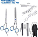 Marhaba AS Professional Hair Cutting Scissors for men and women,10 Pieces Hair Scissors kit for Haircut, Hair Shears for Home and Salon, Stainless Steel Scissors with Cape and Feather Razor Marhaba AS