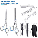 Marhaba AS Professional Hair Cutting Scissors for men and women,10 Pieces Hair Scissors kit for Haircut, Hair Shears for Home and Salon, Stainless Steel Scissors with Cape and Feather Razor Marhaba AS