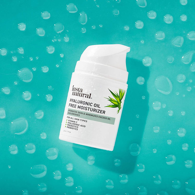 Hyaluronic Acid Oil Free Face Cream - Daily Breakout & Oily Skin Facial Moisturizer - Hydrating, Moisturizing & Brightening Natural Skin Care - Anti Aging & Pore Control Treatment Lotion - 1.7 oz InstaNatural Store