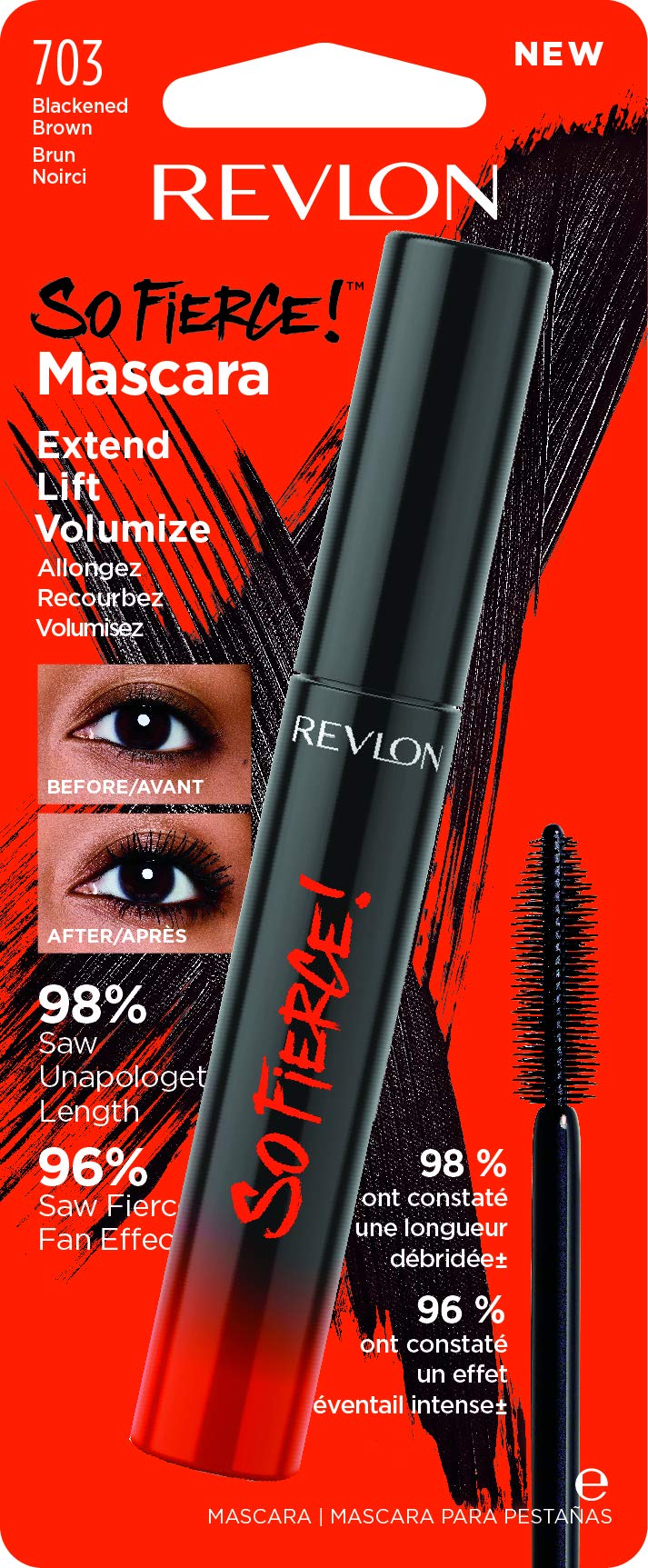REVLON So Fierce Mascara, Long Lasting Volume and Length, Clump Free, Smudge Proof, Blackened Brown (703), 0.25 oz REVLON