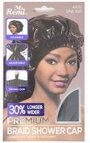 Annie - Ms. Remi Premium Adjustable and Foldable Braid Shower Cap with Drying Loop (Black, 25" x 18.5") Annie