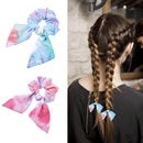 Cutewing Bow Scrunchies Tie Dye Hair Scarf Chiffon Scarf Scrunchie Hair Tie Scarf Ponytail Holders 2 in 1 Hair Bowknot for Women Girls with 6PCS Cutewing