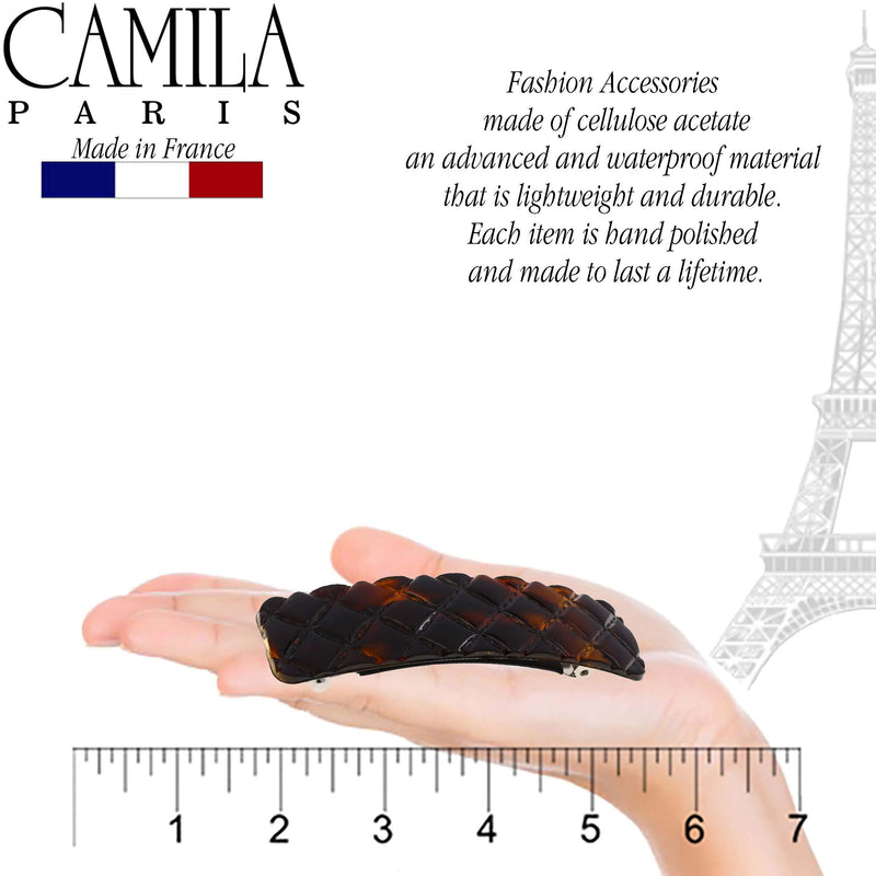 Camila Paris CP2631 French Hair Barrette Clip for Girls, Tortoise Shell, Rubberized Metal Closure Strong Hold Grip Hair Clips for Women, No Slip Durable Styling Girls Hair Accessories, Made in France Camila
