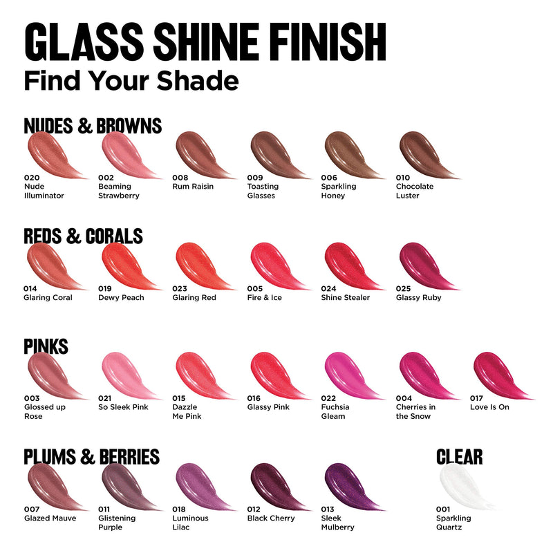 REVLON Super Lustrous Glass Shine Lipstick, Flawless Moisturizing Lip Color with Aloe, Hyaluronic Acid and Rose Quartz, Dewy Peach (019), 0.15 oz REVLON