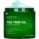 MAJESTIC PURE Athletes Foot Cream with Tea Tree Oil, Aloe & Spearmint - Hydrates, Softens & Conditions Dry Cracked Feet, Heel and Calluses,- Helps Soothe Irritated Skin - 8 oz MAJESTIC PURE