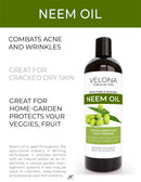 Neem Oil by Velona - 8 oz | 100% Pure and Natural Carrier Oil | Virgin, Unrefined, Cold Pressed | Hair Growth, Body and Skin Care | Use Today - Enjoy Results velona