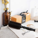 Boar Bristle Round Brush for Blow Drying Set. Round Hair Brush With XS 2" Wooden Barrel. Hairbrush Ideal to Add Volume and Body. Free 3 x Hair Clips & Travel Bag. Belula