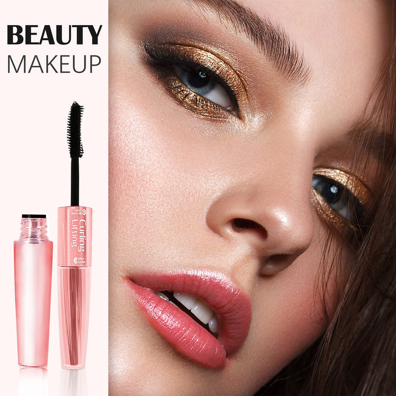 4D Fiber Mascara Black Volume and Length, Waterproof Makeup, Double Extend Lengthening Mascara Cutie Academy