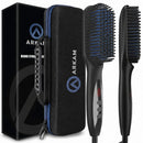 Arkam Beard Straightener for Men -Premium Heated Beard Brush Kit w/Anti-Scald Feature, Dual Action Hair Comb and Hard Shell Travel Case for Medium to Long Beards - Costume and Grooming Gifts for Men Infinity Warehouse