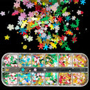 24 Boxes Nail Art Sequins, Tingbeauty Heart Shape Star Snowflake Christmas Tree Laser Sequins, Flakes Colorful Confetti Nail Glitter for DIY Design Face Body Make Up Christmas Decorations Tingbeauty