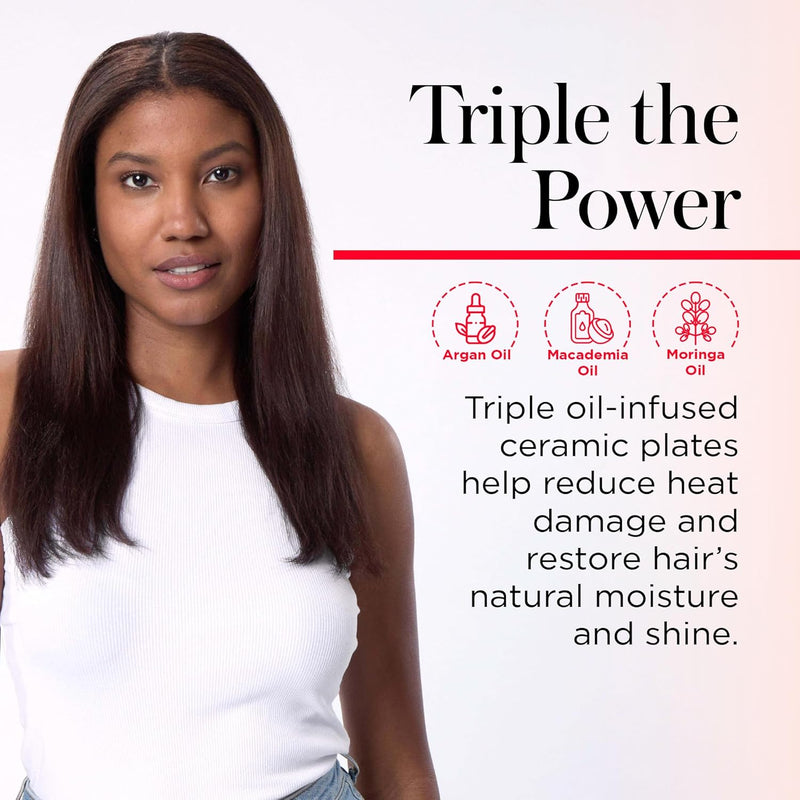 REVLON Perfect Match Flat Iron - Hair Curler and Hair Straightener, with Triple Oil-Infused Ceramic Plates to Reduce Damage, Restore Natural Moisture and Shine Infinity Warehouse