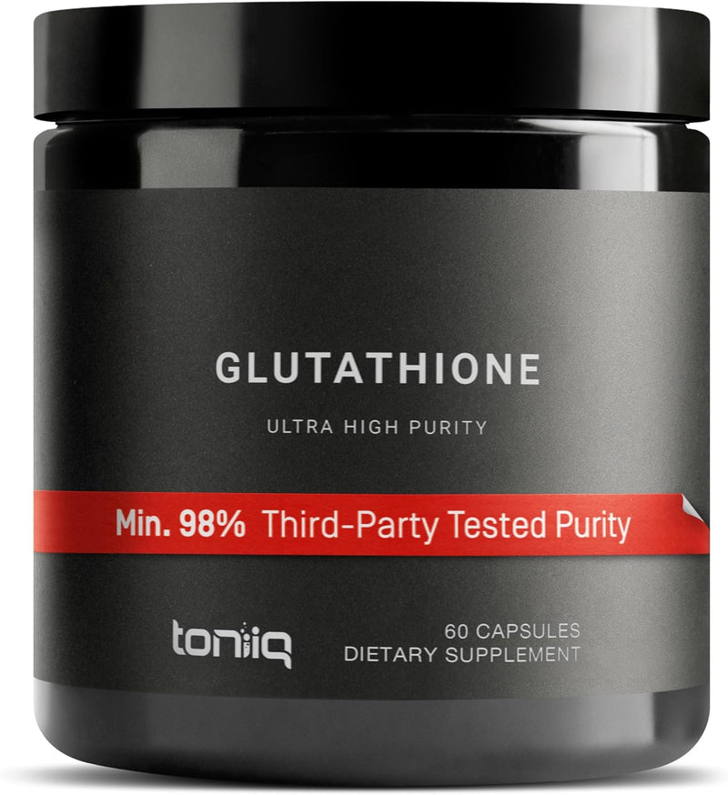 Toniiq Ultra High Strength Glutathione Capsules - 1000mg Concentrated Formula - 98%+ Highly Purified and Bioavailable - Non-GMO Fermentation - 60 Capsules Reduced Glutathione Supplement Infinity Warehouse