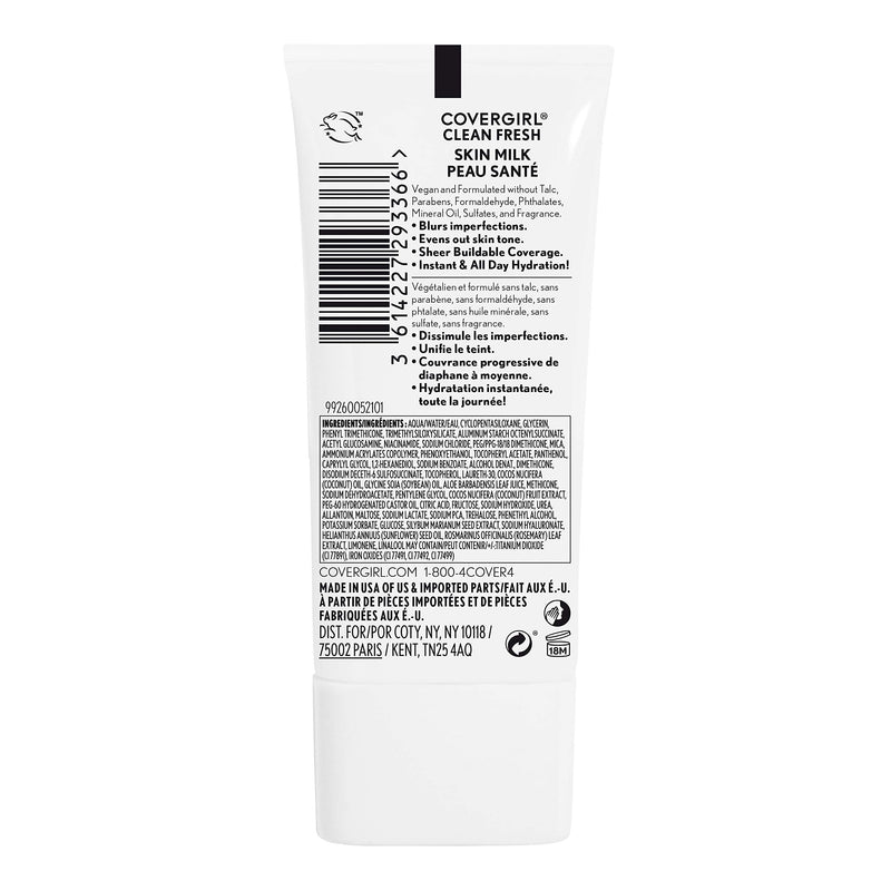 COVERGIRL, Clean Fresh Skin Milk Foundation, Fair/Light, 1 Count COVERGIRL Store