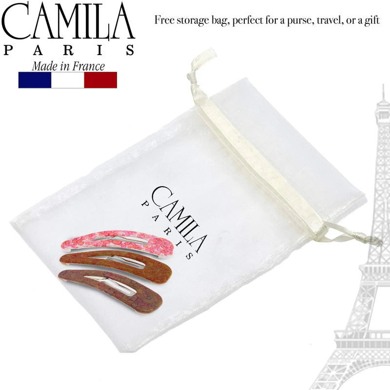 Camila Paris CP2932 French Hair Snap Clip Barrette, Hair Slides Clic Clac for Women, Styling Girls Side Slide-in Metal Snap Pin Hair Accessories for Women. Strong Hold, No Slip Grip, Made in France Camila