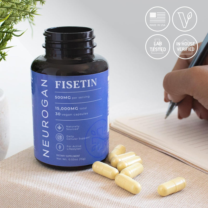 Neurogan Fisetin Supplement 500MG - 30 Count 98% Pure | Healthy-Aging & Brain Health Fisetin Capsules | Brain Supplements for Memory and Focus, Senolytic Support | Natural Polyphenols, Non-GMO Infinity Warehouse