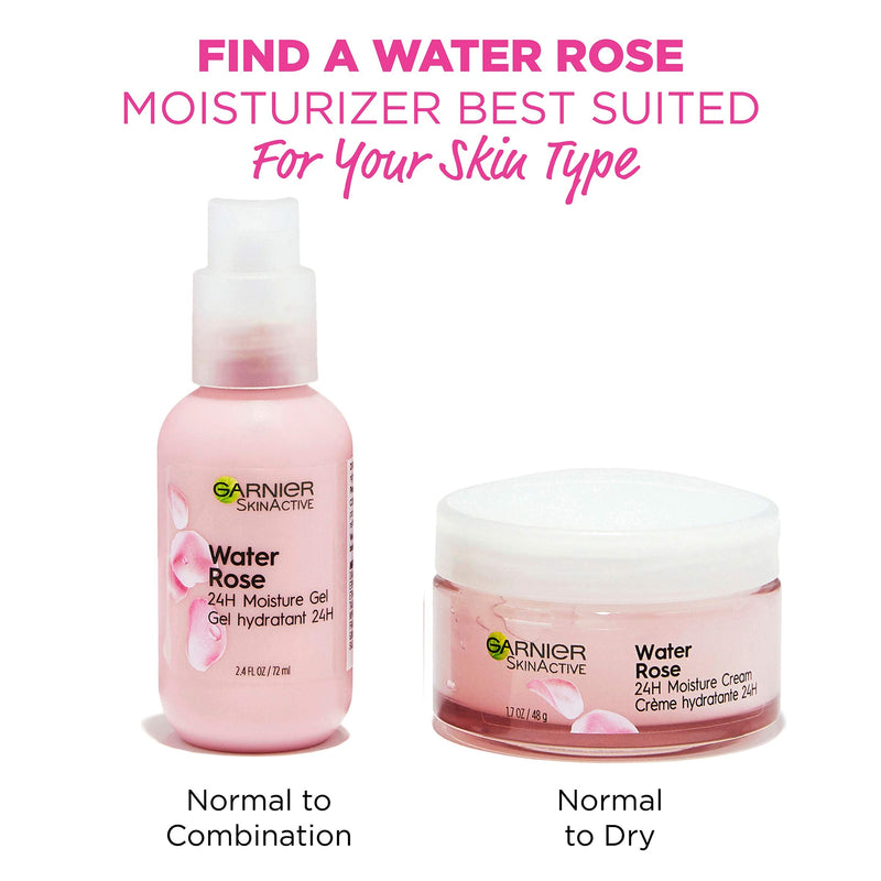 Garnier SkinActive Water Rose 24H Moisture Gel with Rose Water and Hyaluronic Acid, Face Moisturizer, For Normal to Combination Skin, 2.4 Fl Oz Garnier