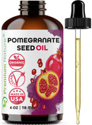 Organic Pomegranate Seed Face Oil. 100% Pure Unrefined Cold Pressed for Essential Oils. Rejuvenates Hair, Promotes Skin Elasticity. Gua Sha Oil. Antioxidant Moisturizer for Hair Skin and Nails 4 oz Premium Nature