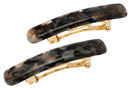 France Luxe Mini Rectangle Barrette Pair - Pavlova Brown France Luxe