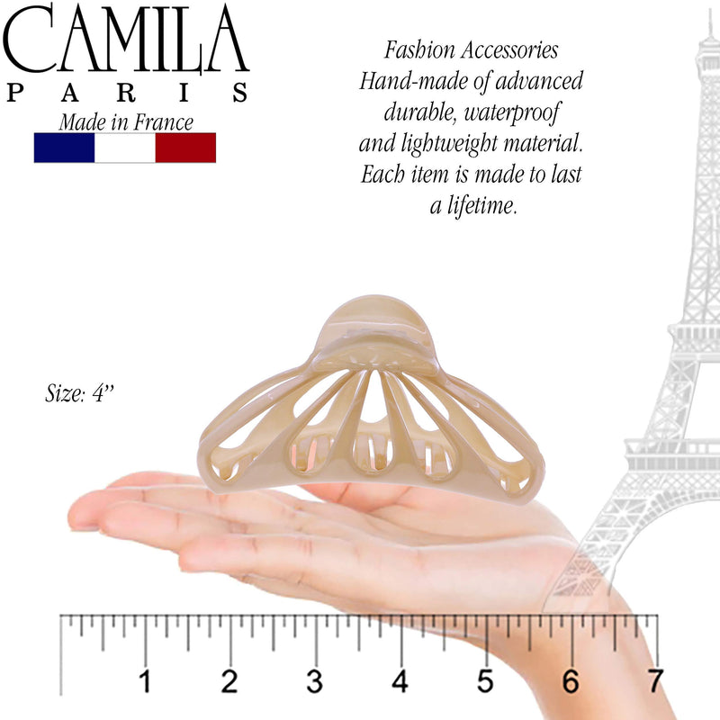 Camila Paris CP3054 French Hair Clips for Women for Thick Volume Hair, Beige, Girls Hair Claw Clips Jaw Fashion Durable and Styling Hair Accessories for Women, Strong Hold No Slip Grip, Made in France Camila