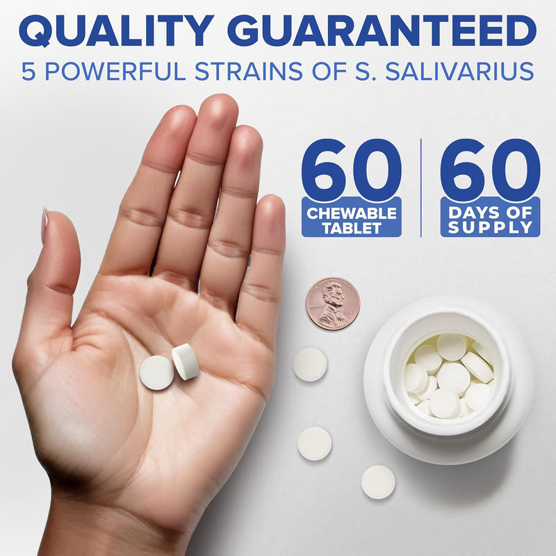 Dental Probiotics & Tongue Scraper – Bad Breath Treatment for Adults – Oral Probiotics for Teeth and Gums – Supports Fresh Breath – 60 Chewable Tablets Infinity Warehouse