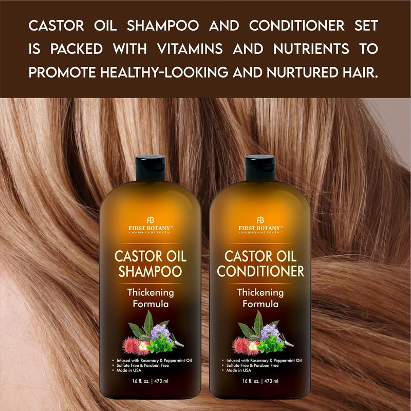 Castor Oil Shampoo and Conditioner - An Anti Hair Loss Set Thickening formula For Hair Regrowth, Anti Thinning Sulfate Free For Men & Women Anti Dandruff Treatment - 16 oz Infinity Warehouse