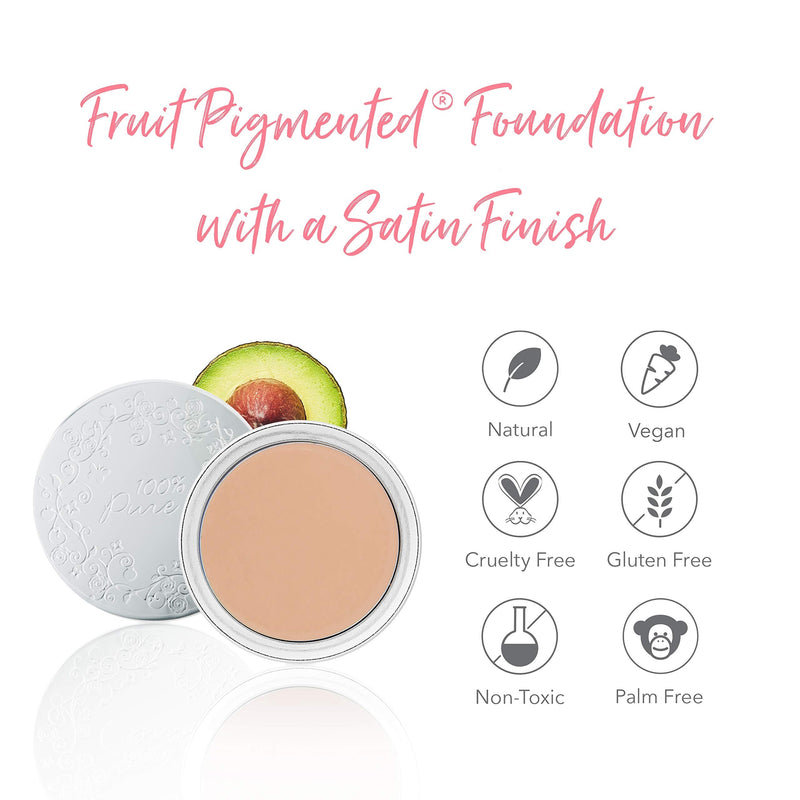 100% PURE Fruit Pigmented Cream Foundation, White Peach, Full Coverage Foundation, Anti-Aging, Matte Finish, Vegan Makeup (Light with Warm Undertone) - 0.32 oz 100% PURE