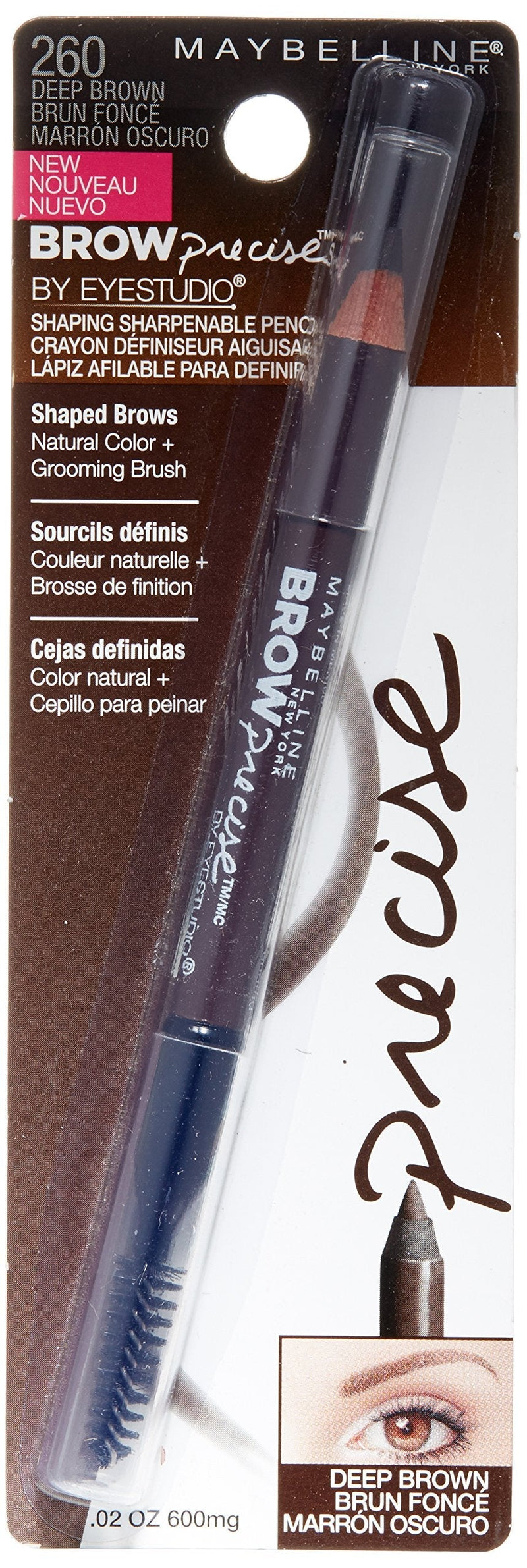 Maybelline New York Brow Precise Shaping Eyebrow Pencil, Deep Brown, 0.02 oz. Maybelline New York