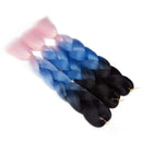 Ombre Jumbo Braiding Hair 24 inch Jumbo Braid Hair Extensions Jumbo Box Braids Crochet Hair Long for Women Kids DIY High Temperature Synthetic Fiber 3 Tones Black+ Blue+ Pink 6 Bundles Benehair