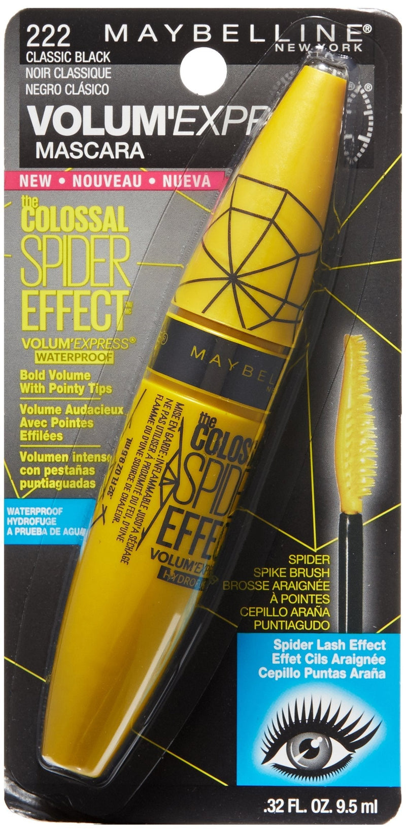 Maybelline Volum' Express Colossal Spider Effect Waterproof Mascara, Classic Black, 0.32 fl. oz. Maybelline New York