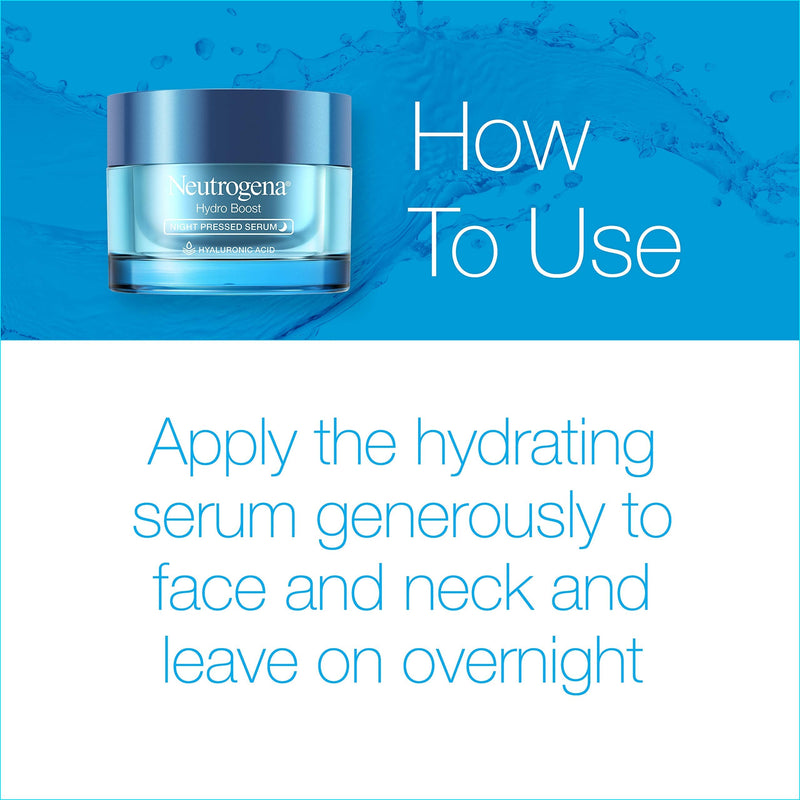 Neutrogena Hydro Boost Purified Hyaluronic Acid Pressed Night Serum, Facial Serum with Antioxidants & Hyaluronic Acid for Dry Skin, Oil-Free & Non-Comedogenic, 1.7 oz Neutrogena