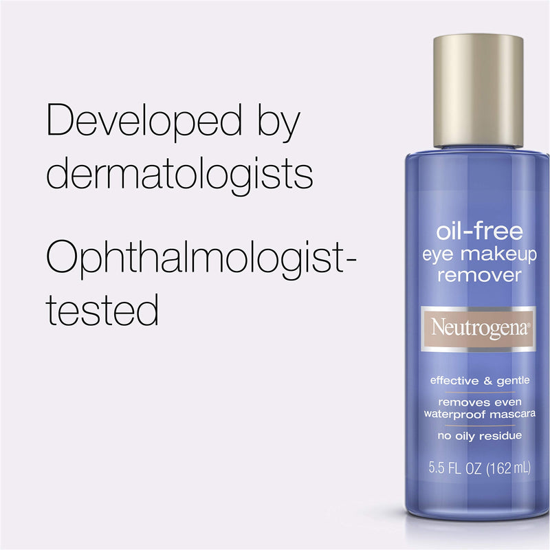 Neutrogena Gentle Oil-Free Eye Makeup Remover & Cleanser for Sensitive Eyes, Non-Greasy Makeup Remover, Removes Waterproof Mascara, Dermatologist & Ophthalmologist Tested, 3 x 5.5 fl. oz Neutrogena