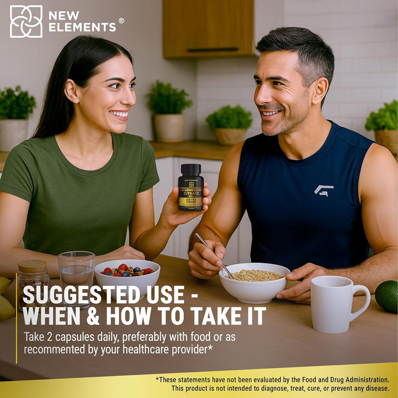 Magnesium Citrate 1500mg with Vitamin D3 10,000 IU & K2 MK-7 – Energy, Immunity & Bone Support – 60 Vegan Capsules – High Absorption, Non-GMO Infinity Warehouse