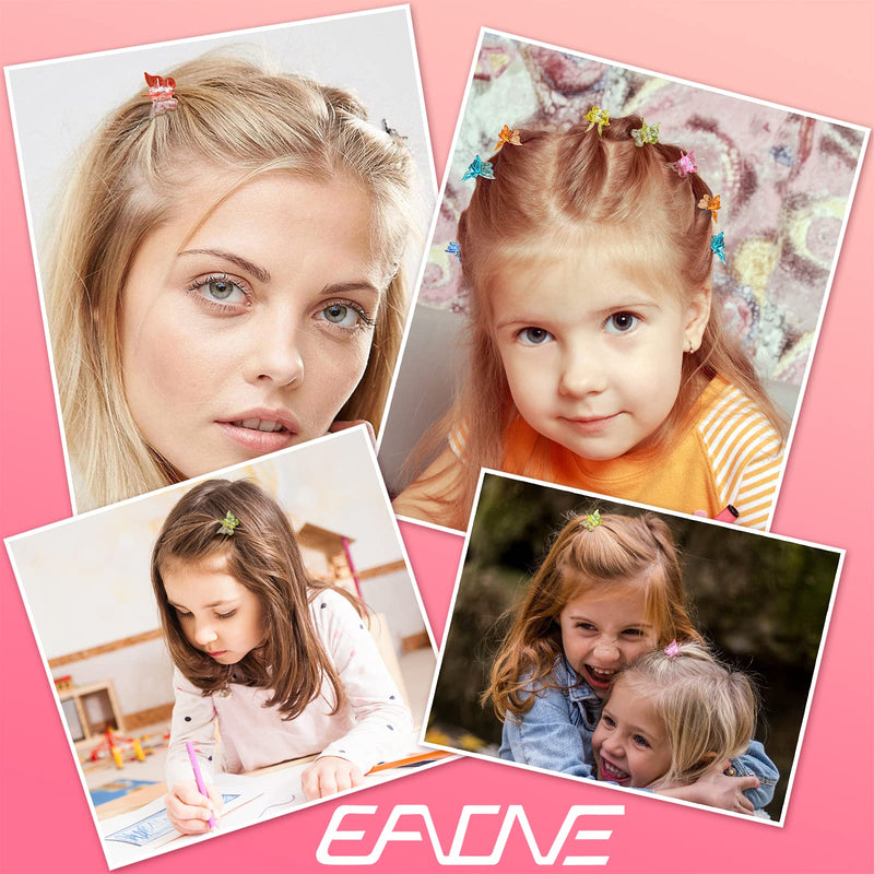 EAONE Butterfly Hair Clips 50Pcs, Pastel Cute Hair Clips Mini Small Hair Claw Clips Hair Aesthetic Accessories for 90s 2000s Girls Women Hair with Container Package, Gradient Transparency Colors EAONE