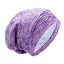 Satin Lined Hair Cover Sleep Cap - Adjustable Stay on No Fading Slouchy Skull Night Sleeping Beanie for Frizzy Natural Curly Hair Protection - Heather Purple GB Selected