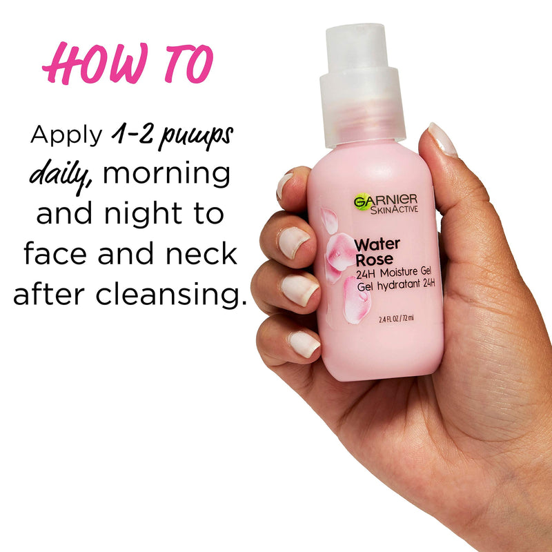 Garnier SkinActive Water Rose 24H Moisture Gel with Rose Water and Hyaluronic Acid, Face Moisturizer, For Normal to Combination Skin, 2.4 Fl Oz Garnier