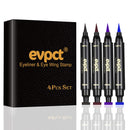 4 Color Winged Eyeliner Stamps Set,evpct Wing Waterproof Eyeliner Stamp Tool Wingliner,Blue Purple Black Brown Matte Liquid Eyeliner Colorful Set Colored Cat Eye Stamp Eyeliner Liners Pencil Pen Kit evpct