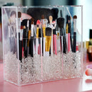 FOOCORDDY Covered Makeup Brush Holder with Dustproof Lid, Large Capacity Acrylic Clear Cosmetic Brush Storage Organizer for Vanity FOOCORDDY