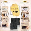 Fashionable Hanging Travel Toiletry Bag for Women and Men, Foldable Hygiene Bag, Bathroom, and Shower Organizer Kit with Elastic Band Holders for Toiletries, Cosmetics, Makeup, Brushes (Large) BOACAY Store
