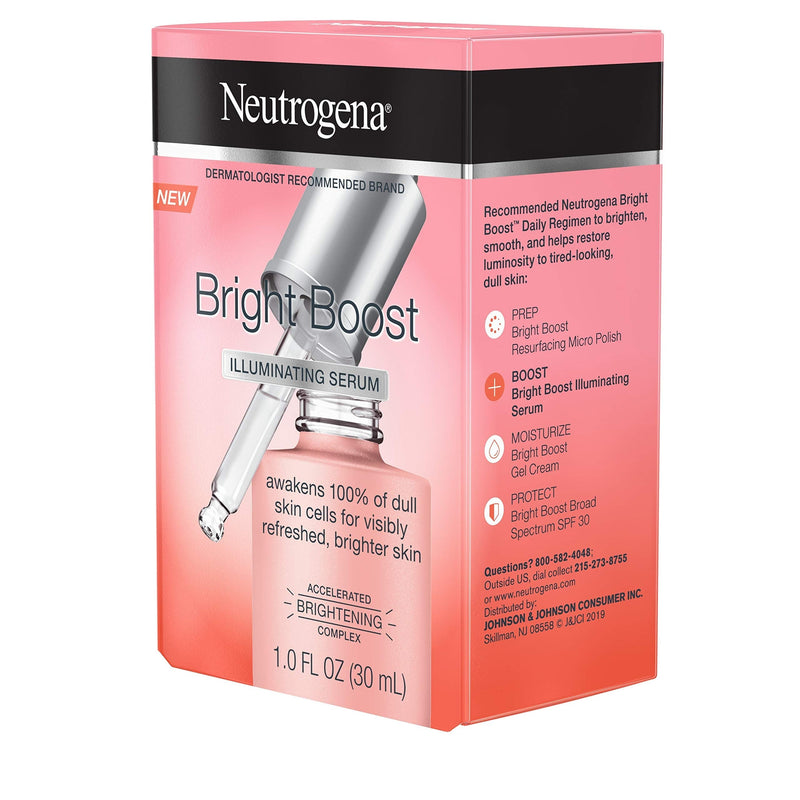 Neutrogena Bright Boost Illuminating Face Serum with Neoglucosamine & Turmeric Extract for Even Skin Tone, Resurfacing Serum for Face to Reduce Dark Spots & Hyperpigmentation, 1 Fl Oz Neutrogena