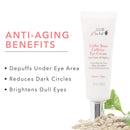 100% Pure Coffee Bean Caffeine Eye Cream Refresh & Hydrate Under Eye Treatment Reduce Puffiness, Dark Circles, Wrinkles with Green Tea, Rose Hip, Vitamin E - Youthful Vibrant Eyes - Vegan - 1 oz 100% PURE