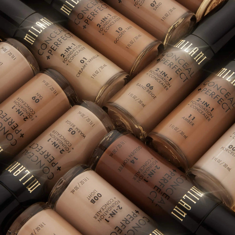 Milani Conceal + Perfect 2-in-1 Foundation + Concealer - Golden Tan (1 Fl. Oz.) Cruelty-Free Liquid Foundation - Cover Under-Eye Circles, Blemishes & Skin Discoloration for a Flawless Complexion Milani