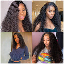 VSHOW Transparent Deep Wave 4x4 Lace Closure Human Hair Wigs 24 Inch 180% Density Brazilian Curly Wave Lace Front Wigs Human Hair Pre Plucked with Baby Hair for Black Women Free Part（24 Inch) V SHOW