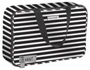 Vaultz Locking Travel Case for Cosmetics Storage, Black White Stripe (VZ03757) Vaultz