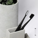 MOON Toothbrushes, Soft Bristle, White and Black Sleek Toothbrushes, 2 Pack Moon
