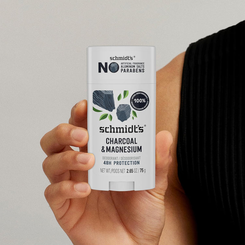Schmidt's Aluminum-Free Vegan Deodorant Charcoal & Magnesium with 24 Hour Odor Protection, 4 Count for Women and Men, Natural Ingredients, Cruelty-Free, 2.65 oz Infinity Warehouse