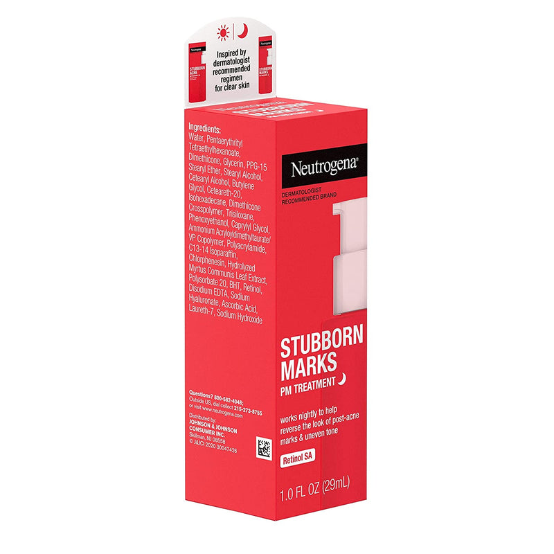 Neutrogena Stubborn Marks PM Treatment with Retinol SA, Face-Exfoliating Treatment to Help Reverse the Look of Post-Acne Marks & Uneven Skin Tone, Oil-Free, Non-Comedogenic Neutrogena Store
