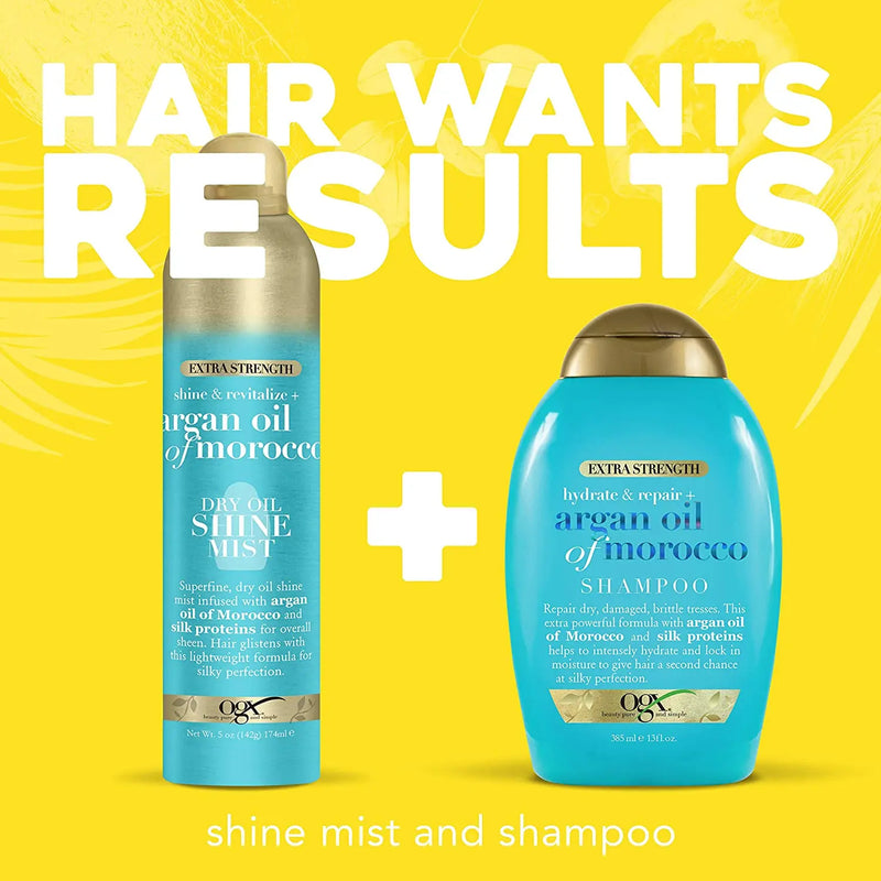 OGX Revitalize + Argan Shine Extra Strength Dry Oil Conditioning Mist with Argan Oil & Silk Proteins, Light Nourishing Hair Treatment to Soften Hair & Add Luminous Shine, 5 Oz OGX Store