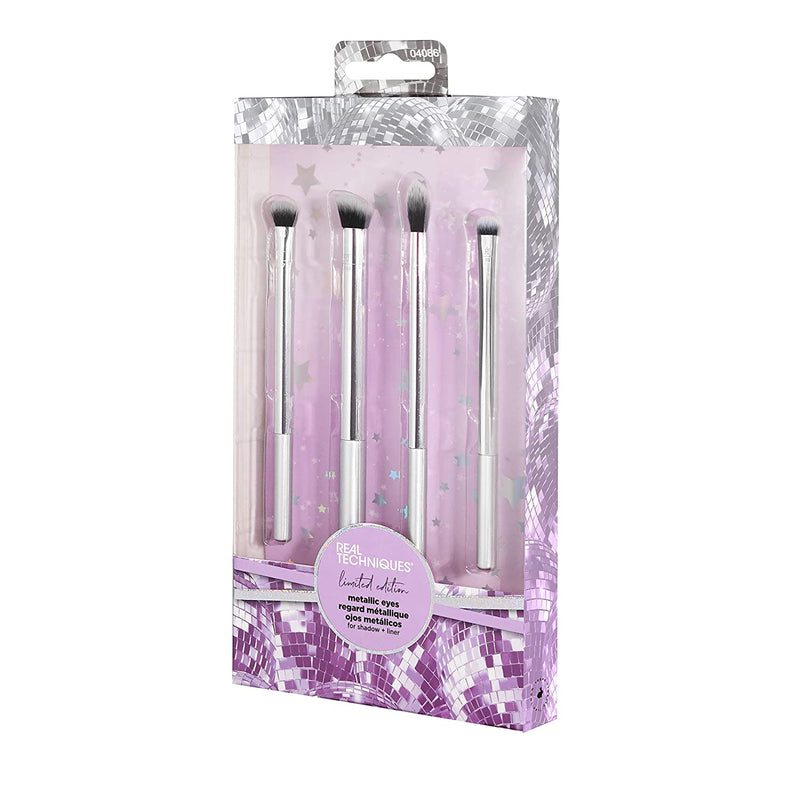 Real Techniques Eye Makeup Brush Gift Set, Metallic Eye Gift Set, Holiday Stocking Stuffer, 4 Brushes Real Techniques Store