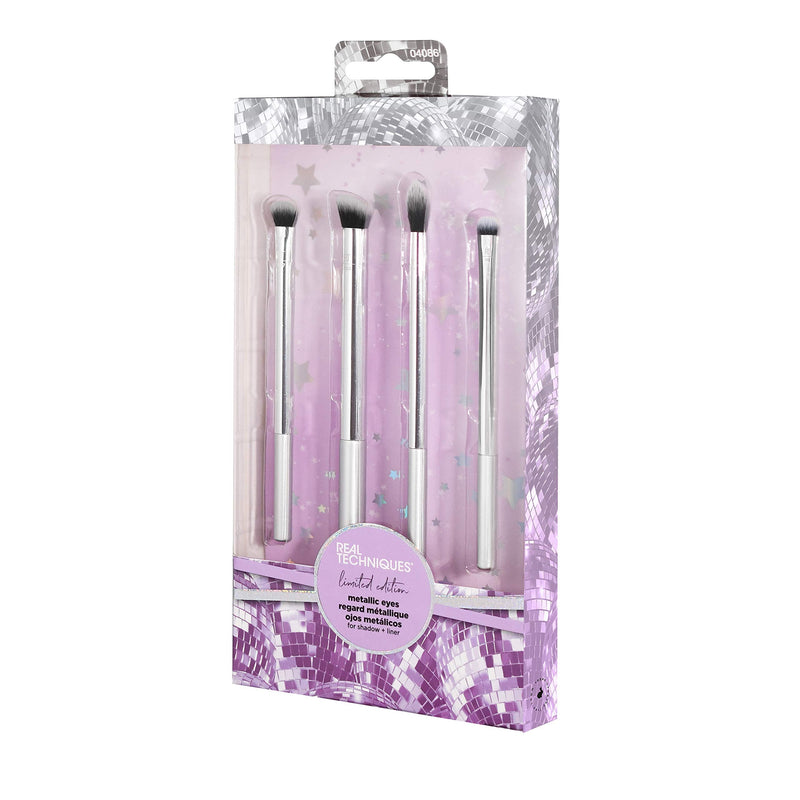 Real Techniques Eye Makeup Brush Set, Metallic Eye Gift Set, 4 Brushes Real Techniques